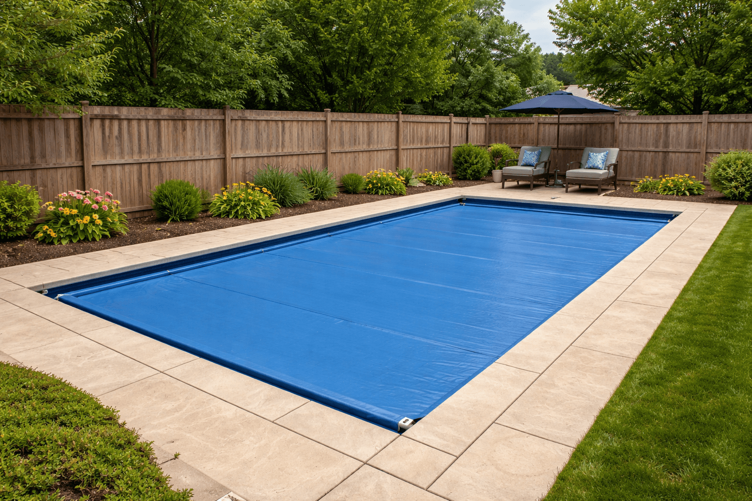 Coverstar automatic safety cover on an in-ground pool